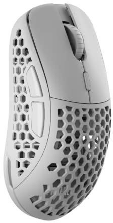 PWNAGE Ultra Custom Wireless Gaming Mouse Symm Gen 2.0 RGB Flawless Professional PAW3370 Optical Sensor 19,000 DPI - 100% PTFE Skates (Honeycomb Sides, Wireless, White)