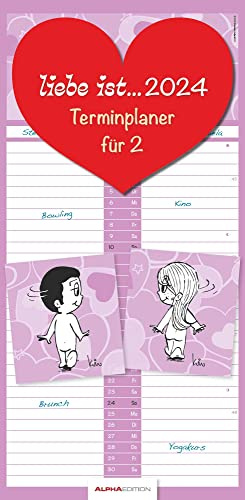 liebe ist... Terminplaner für 2 2024 - Familien-Timer - Termin-Planer - Paar-Kalender - Familien-Kalender - 22x45