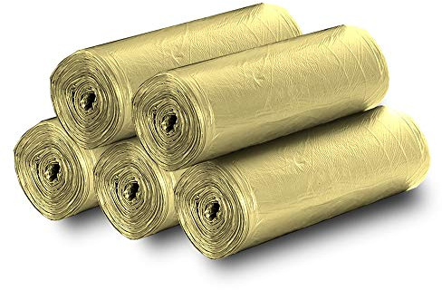 5 Rolls Small Trash Garbage Bags, 4 Gallon 200 Counts (Golden)