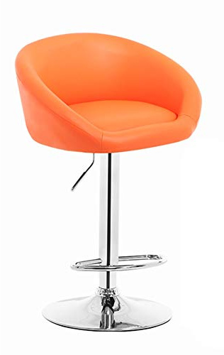 Bar Stool with Faux Leather Backs Seat Adjustable Swivel Gas Lift Safety Extremely Comfy 8 Colors 2 Sizes (Color : Black Size : 108cm) (Orange 108cm)
