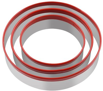 3pcs Circle Cookie Cutters 4.5,3.8, 3, Round Biscuit Cutter, Large Cookie Cutters, Small Cake Cutter, Dough Cutter, Unique Design with Protective Red Top PVC