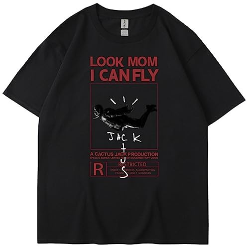 Silver Basic Travis×Ky Jack Astroworld Hiphop Summer Tee Mens Sportive Casual Traspiranti Look Mom I Can Fly Maglietta a Maniche Corte Unisex