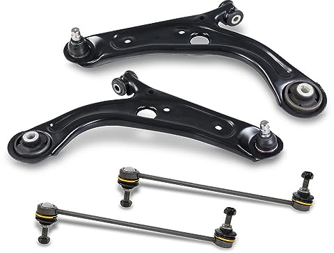 BESTPRICE Juego de brazo de control - 2x Brazo de control con articulación de suspensión delantera, 2x barra de acoplamiento delantera compatible con FIAT PANDA VAN (312_, 519_), PANDA (312_, 319_)