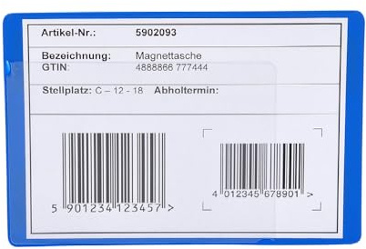Kennzeichnungstaschen selbstklebend, 145 x 100 mm,für KLTs, kurze Vorderfolie, 2 Seiten offen, blau, 25 Stück
