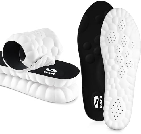 SULPO SPORT Plantillas memory foam para deporte, trabajo y uso diario - Plantillas fascitis plantar - Plantillas ortopédicas transpirables, amortiguadoras y ligeras - 40-41 / M - Negro