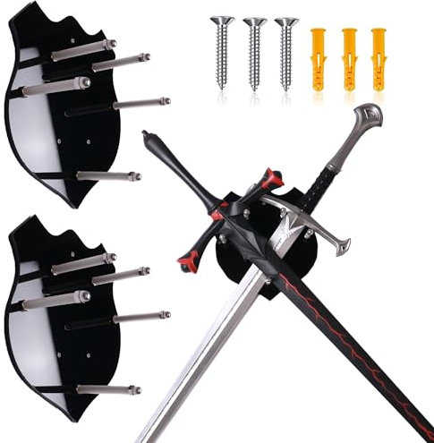 ERMMZHZW Support mural pour épée, support de hache en acrylique, le support d'épée peut afficher deux épées ou une seule épée en même temps avec le matériel (lot de 2)