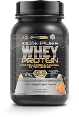 Healthy Fusion Whey Protein | 43 g/dose Protéine Whey Pure avec Collagène, Magnésium et Vitamine B6 | Augmente la masse musculaire, améliore l’entraînement et renforce les articulations | Caramel 1kg
