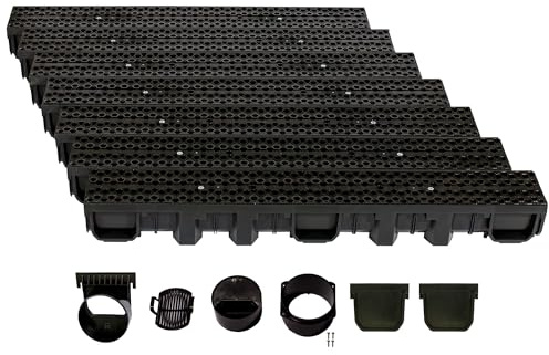 ScarMaxx 7m Canaletta scolo Acqua piovana B125 Altezza 115 mm - Griglia scolo Acqua piovana Set Completo 13 x 700 x 11,5 cm Favo Nero