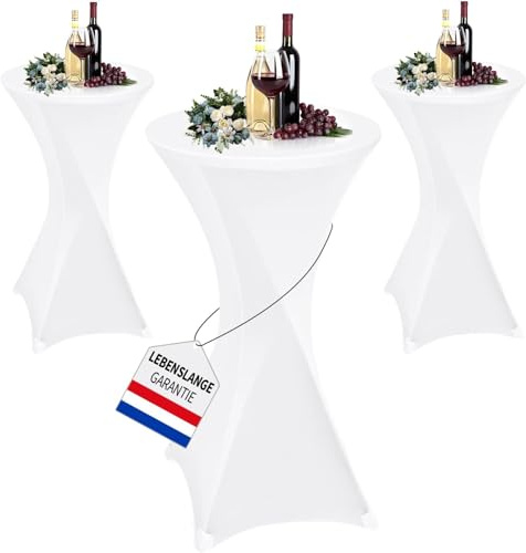 Lutranstra Stehtisch Hussen 80 X 110 cm, Tischdecke Rund Tischtuch-Set, 3er-Set Mit Quadratischen, Einziehbaren Spandex-Ecken FüR Bars, Hochzeiten, Cocktailpartys Und Bankette