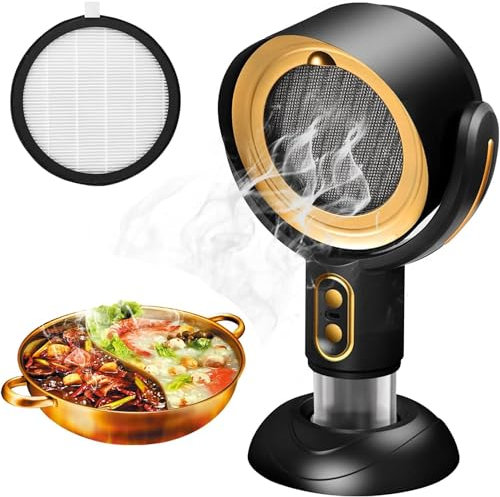 Cappa Aspirante Portatile, Cappa Aspirante per Ufficio, Mini Cappa Aspirante Domestica, Cappa Aspirante da Wireless da Tavolo con Rete Filtrante Staccabile per Barbecue