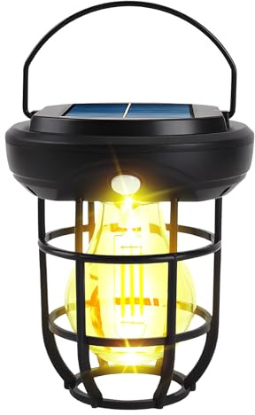 Solarlampen für Außen Hängend Solarleuchten Outdoor,IP65 Wasserdicht Metall Solar Laternen mit LED Glühbirne,Lampions Außen Wetterfest Solarleuchten für Garten Deko Draußen Balkon Beleuchtung (1)