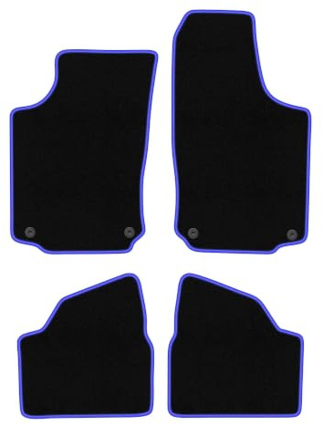 Velours-Fußmatten passend für Opel Corsa C 2000-2006, Schwarz-Blau, CARLUX | passend für Schrägheck; Velours-Teppich (Polypropylen), ca. 6,5 mm; rutschfest, vormontierte Befestigungen (Typ OP)