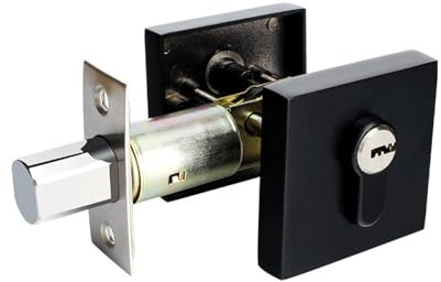 Black Invisible Door Lock with Keys Single Cylinder Deadbolt Zinc Alloy Door Lock for Bedroom, Kitchen, Balcony, Bathroom, Office
