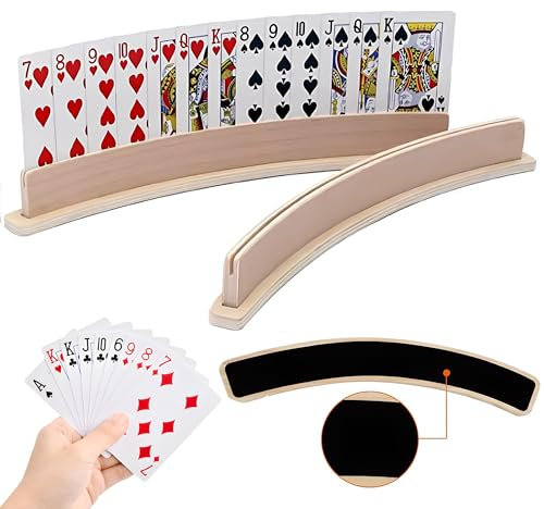 2 Stück Spielkartenhalter Holz, Weichboden Freisprech Kartenhalter Mit Tisch-Schutz, Für Kinder, Erwachsene, Senioren Und Behinderte