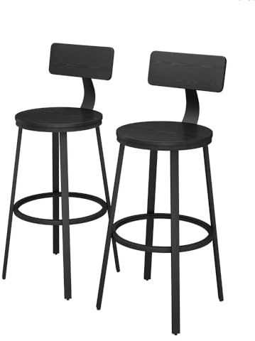 Vicco Barhocker Caracas, Schwarz, 34 x 102 cm 2er Set, mit Fußstütze und stabilem Metallgestell