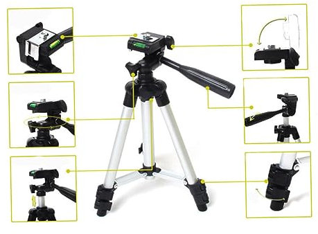 Homoyoyo Soporte De Trípode De Tres Secciones Trípode Ajustable De Aleación De Aluminio para Uso Interiores y Exteriores