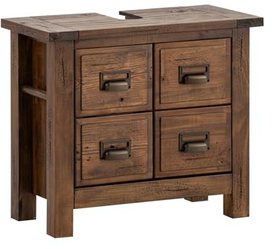 Woodkings Waschbeckenunterschrank Cancun | 70x61x35cm | Unterschrank Massivholz Pinie | Ideal für Badezimmer und Gäste-WC