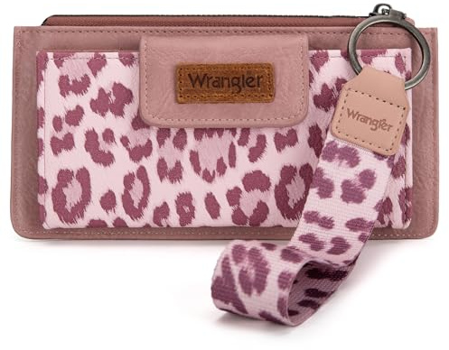 Montana West X Wrangler Wallet for Women Ladies Female Card Cases & Money Organizers Wristlet with Wallet Large Clutch with Coin Purse Smooth Zipper and Rfid Lining