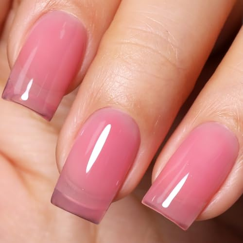 Imtiti Rose Pink Jelly Gel Nail Polish 10ML Sheer Translucent Soak Off UV LED Buildable Dusty Rose Glass Effect Long Lasting 28+ Days High Gloss Salon Quality Nail Art for Women Girls Gift 0.34 fl oz