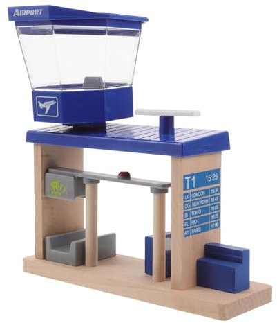 STOBOK So Tun Als Ob Sie Spielen Würden: Flughafen-bahnstation Spielzeug Holzeisenbahn-Set Flugzeug Lernspielzeug Für Die Feinmotorik