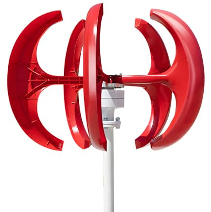 Generador de turbinas de viento de 1000 W, 12 V/24 V, kit de generador de turbinas de viento de 5 aspas para uso en el hogar y en la calle, equipo de producción de electricidad electromagnética (rojo)