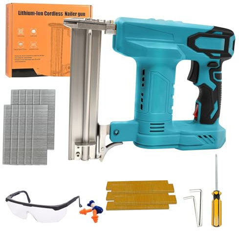 Cordless Nail Gun Compatible with Makita 18V Battery, 2-in-1 Electric Stapler Brad Nailers for Woodworking Upholstery, with 1500 Nails and 2 Spanners (No Battery)