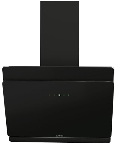 Candy CDG6CBP8B, Campana Decorativa 60 CM, 4 Niveles de Potencia, 611 M3/H, Control táctil, Filtros de Aluminio Antigrasas y Filtros de Carbono Incluidos, Iluminación LED, 62DB, Negro