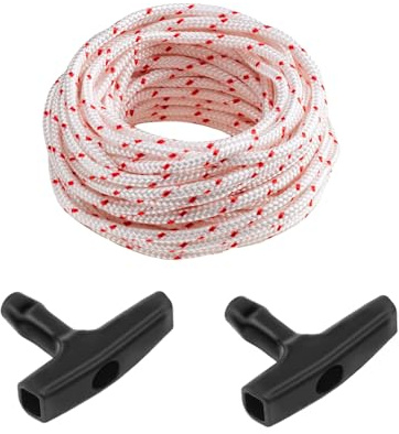Vxcvzv 3.5mm Lawnmower Pull Cord with 2 Handles,10m/32.8Ft Lawn Mower String Recoil Starter Rope Replacement for Petrol Lawn Mower Trimmer Chainsaw