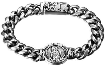 OIDEA Bracelet à maillons cubains en acier inoxydable argenté pour homme, 9.02 *0.47, Acier inoxydable, acier inoxydable