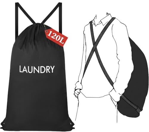 CANBOX Wäschebeutel mit Schulterriemen und Kordelzug, 80L Große Wäschebeutel Reise,Wasserdicht Schmutzwäschebeutel,Aufbewahrungsbeutel für Maschinenwäsche,Wäschesack Groß, Laundry Bag,Urlaub Camping