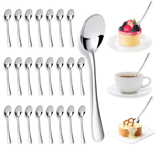 Staranry 24 Pièces Cuillere a Cafe, 17,5 cm Petite Cuillère à Dessert, Petites Cuillères, Petite Cuillère à Café pour La Maison, Les Restaurants, Les Cantines, Passe Au Lave-Vaisselle