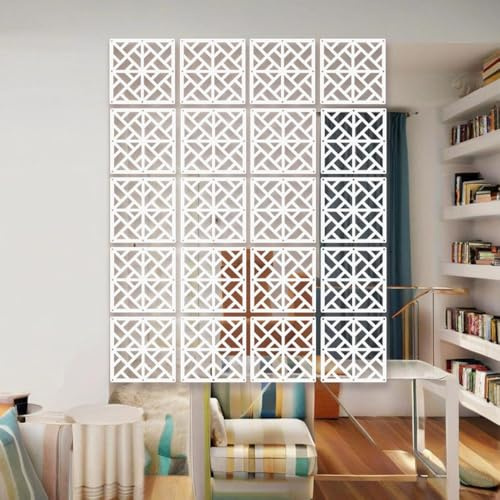 Juego de 12 divisores de habitación para colgar, paneles divisores de habitación blancos con todos los accesorios, 29 x 29 cm (tipo D)