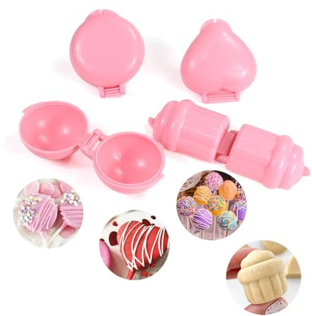 4 Pcs Cake Pop Molds, Mini Cake Pop Mould Shapes, Baking Tools Accessories in 4 Shapes for Home Baking, Birthday Parties, Wedding Desserts