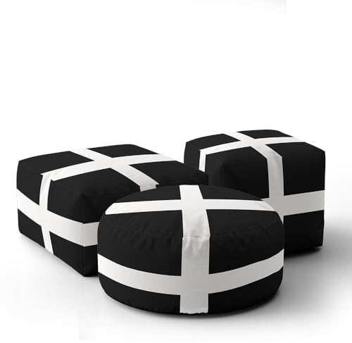 GIFTIMIZED Cornish Flag Kids Pouffe | Cube, Circle or Low Seat | Soft Comfortable Footstool or Seating | Bedroom Living Room Playroom Decor | Cornwall Pride Home Accessory | Durable Stylish Pouf