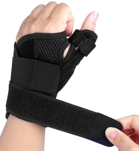 Bagtopia Thumb Splint Support Brace for Arthritis & Carpal Tunnel, Adjustable Immobilizer for Trigger Finger, Tendonitis, Sprain Pain Relief, Breathable & Comfortable Fit for Left & Right Hand, Black