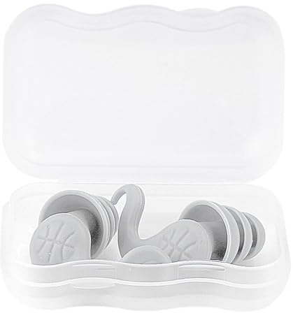Bouchons d'oreilles de natation réutilisables avec boîte pour dormir, plongée, bain, gris