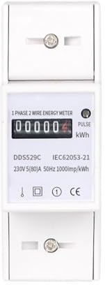 Opatiny Compteur d'énergie mécanique analogique monophasé sur rail DIN AC 230 V 80 A avec précision classe 1 et sortie d'impulsion pour surveillance de l'électricité résidentielle ou commerciale