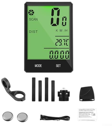 Yuanpgky Kabelloser Fahrradcomputer für Outdoor-Radfahren, 2,8 Zoll wasserdichtes LCD-Display, leichter Kilometerzähler mit Tacho und Fahrdistanz, kompatibel mit