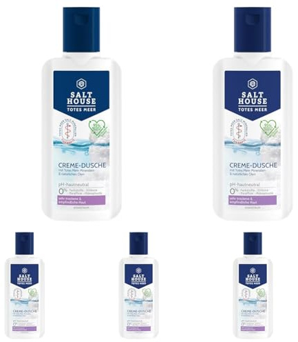 Salthouse Totes Meer Therapie Creme-Dusche, mit Aloe Vera & Mandelöl, für sehr trockene Haut und Spannungsgefühle, 250ml (Packung mit 5)