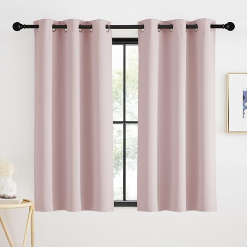 KGORGE Värme- och köldisolerande mörkläggningsgardiner, korta gardiner för kök/matsalsfönster med öljetter 2 delar, 90x90 cm (B x H)