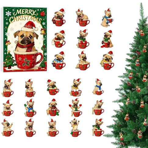 Hunde-Countdown-Kalender – 24-Tage-Acryl-Spielzeug-Advent, kreativer Urlaubs-Countdown mit niedlichem Hunde-Design für Kinder, Mädchen, Teenager, Erwachsene, Männer, Frauen, Familie, Zuhause