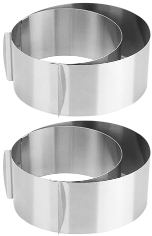 HOLIDYOYO Lot de 2 Cercles à Pâtisserie en Acier Inoxydable Réglables 15-30 CM Moules Ronds pour Mousse Tarte et Dessert Bords Lisses Sécurisés Pâtisserie Créative et Portions