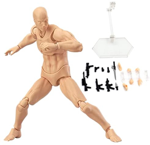Action-Figur, Gesten, bewegliche Figur, leichte Zeichenpuppe mit Ständer und Zubehör, Zeichenmodell für Künstler, Skizzieren, Malen, Kunstbedarf für Männer