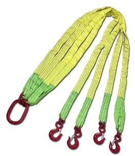 Four Leg Bridle Web Sling 3M 11023lbs/5T Lifting Slings with G80 Alloy Steel Grab Hooks and Adjuster Polyester Webbing Rigging Straps for Safe Towing and Handling of Cargo【5T】