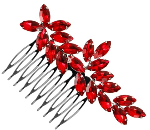 Strass Haarkamm für Hochzeit in Rot, Eleganter Brautkamm | Zinklegierung mit Rhinestone, Sicher für Hochsteckfrisuren, für Brautjungfern