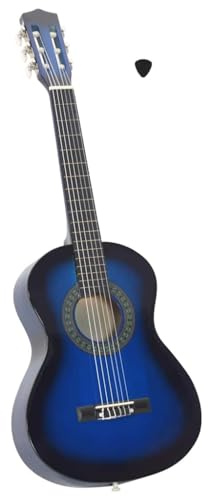 Runheo Chitarra Classica per Principianti e Bambini Blu 1/2 34 Pollici in Legno di Tiglio con Corde in Nylon Tastiera in Plastica Rigida Ideale per Apprendimento Pratica Casa