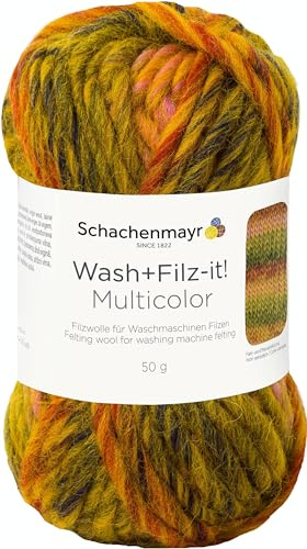 Schachenmayr Wash+Filz-it! Multicolor 9812943-00255 Curry Handstrickgarn, Filzgarn, Schurwolle