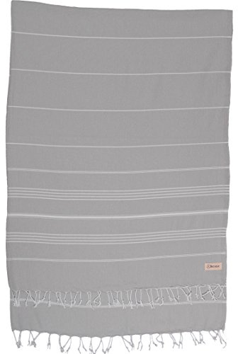 Bersuse 100% Baumwolle - Anatolia XXL Strandtuch Sofa-Überwurf - Silber-Grau