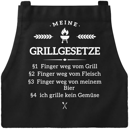 MoonWorks Grill-Schürze für Männer mit Spruch Fleisch ist mein Gemüse Baumwoll-Schürze Küchenschürze