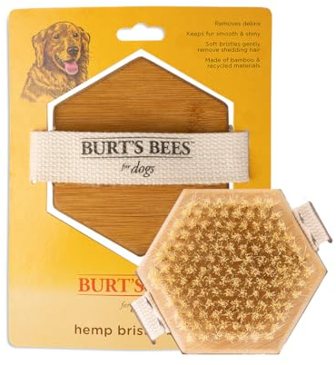 Burt's Bees for Pets Palm Brush with Hemp Bristles | Best Ergonomic Dog Brush To Groom Large Dogs | Easy to Hold Dog Brush Handle Reduces Stress On Your Wrist | Ideal for Daily Grooming